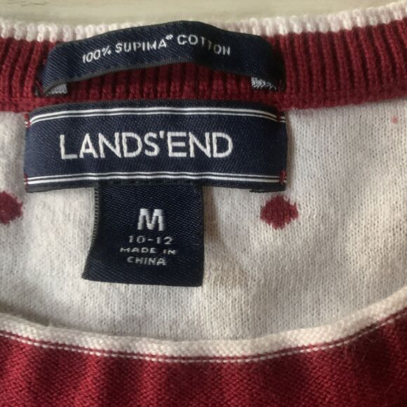 Lands End Girls‎ Medium Sweater Red With White Hearts - Picture 4 of 9